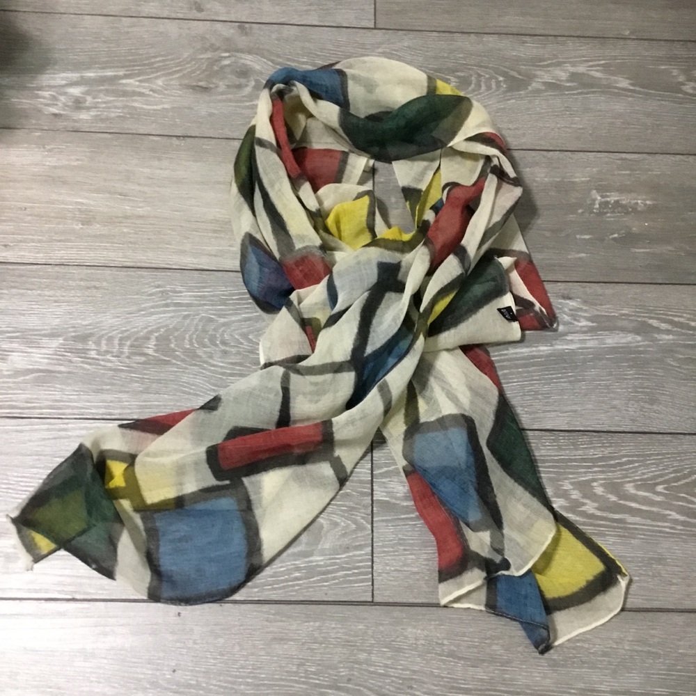 ASIAN EYE Colorful Artsy GEOMETRIC shapes Wool Gauze Long Scarf Shawl Wrap